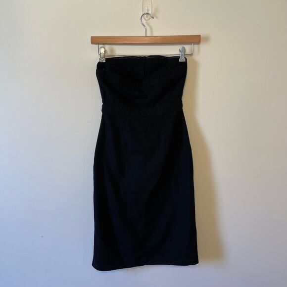 Hem & Thread S black cocktail academia bodycon dress button up party pockets - Picture 5 of 7